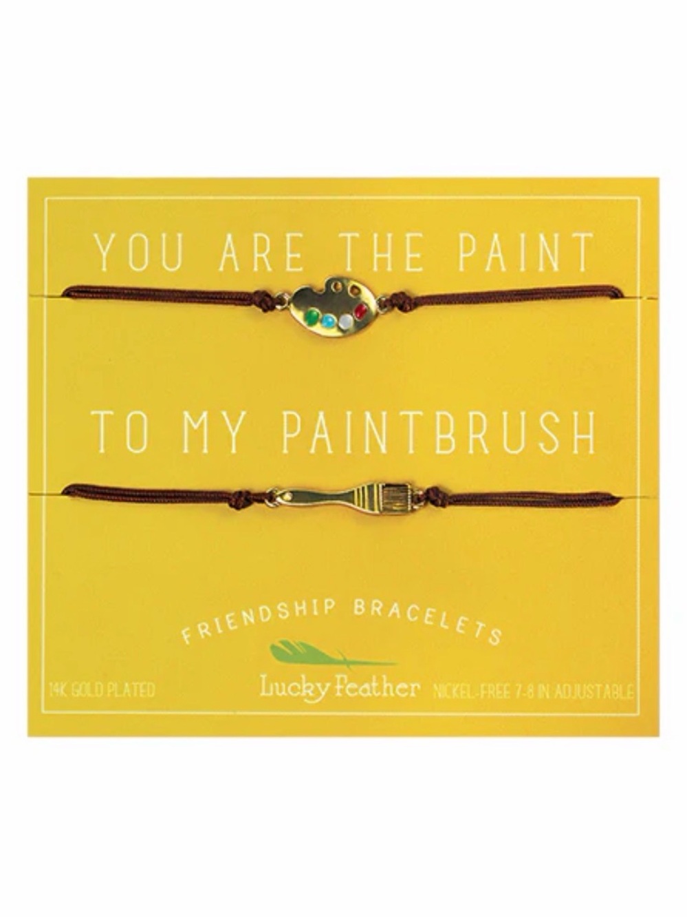 Lucky Feather Gold Paint Palette & Brush Friendship Bracelet Set - Brown Cords